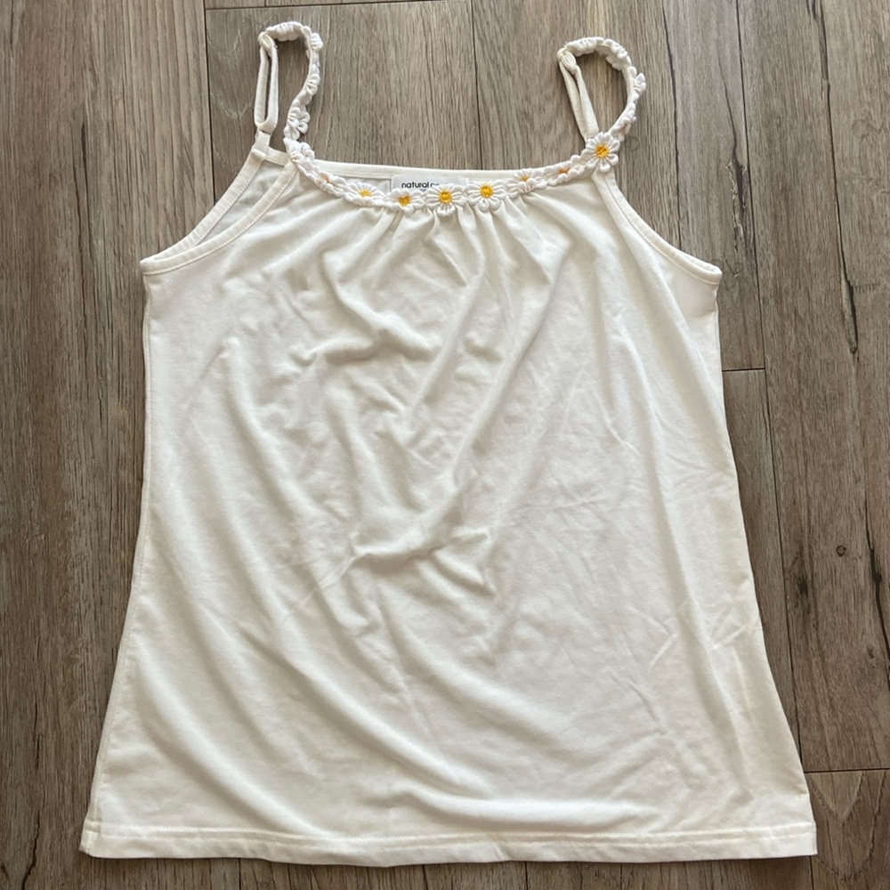 Off-White Coloured Tank Top with Floral Straps